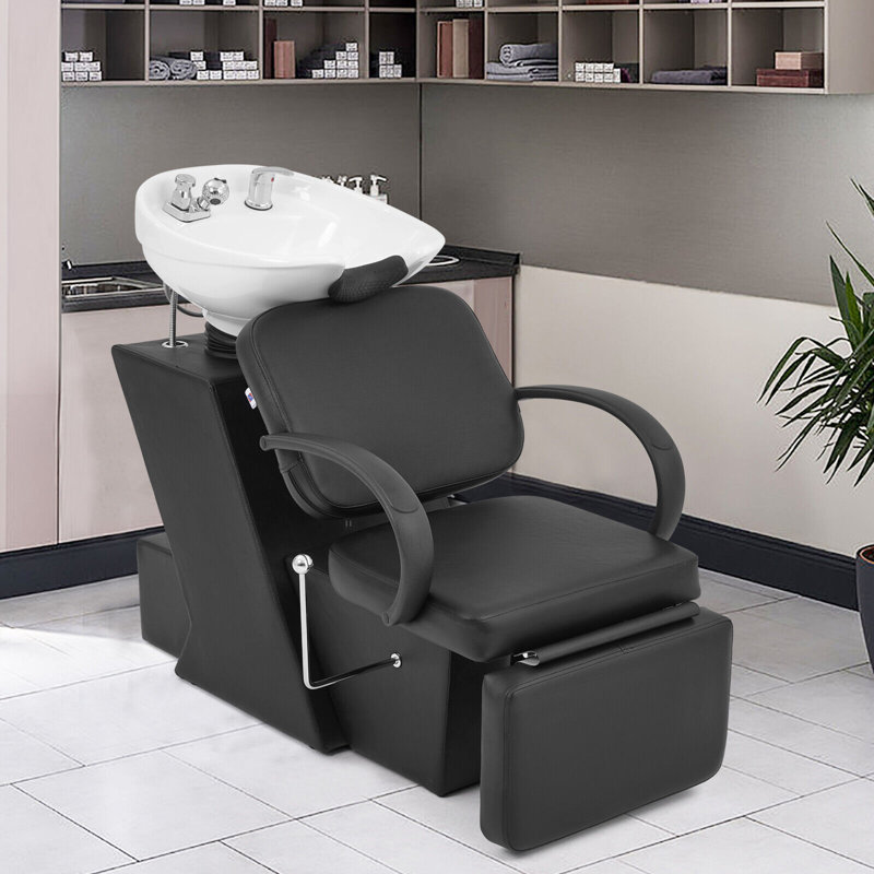 Évier à shampooing autoportant 38,2 po L x 22 po avec robinet, Blanc