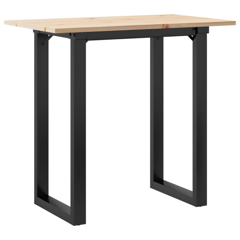 Dining Table O-Frame Solid Wood Pine And Steel, 29.7"H x 31.5"L x 19.7"W