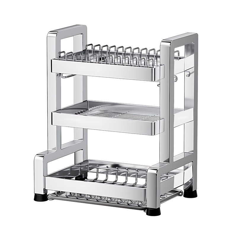 Stainless Steel Kitchen Utensil Holder Organizer With Drainboard For Dishes Cutlery Spices And Chopsticks