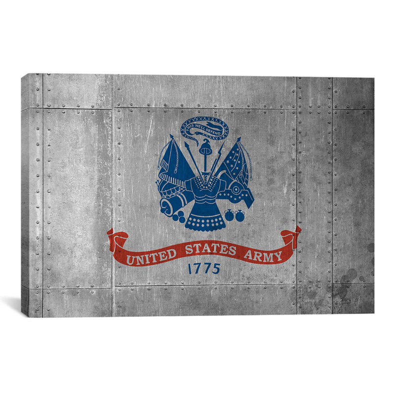 «Flags Army with Grunge», impression sur toile tendue, H 12 po x l 18 po x P 1,5 po, Toile tendue, Pas de tapis