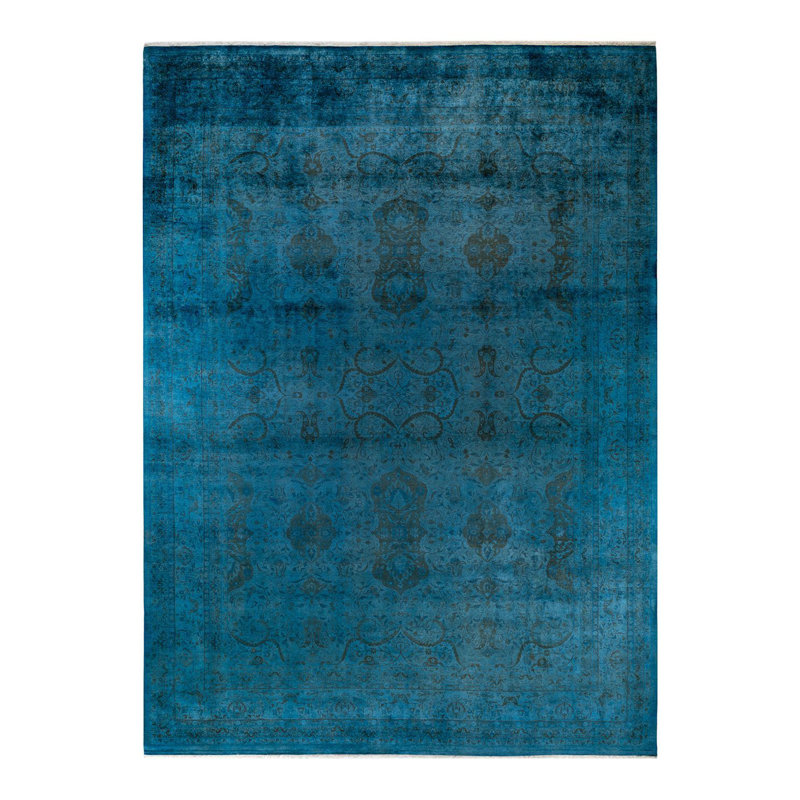 Tapis bleu unique de 10 pi 2 po x 13 pi 10 po Yeny