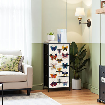 4 Drawer Dresser for Bedroom, Narrow Chest of Drawers, Wooden Top and Study Iron Frame 18"x37.5"-(WxH)