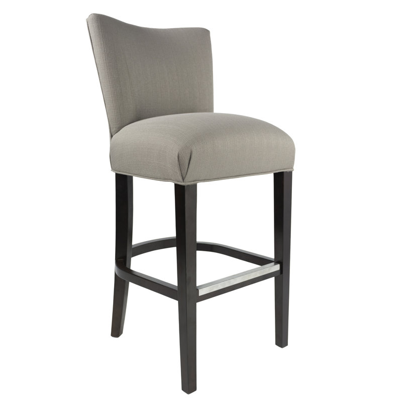 Upholstered Counter Stool with Solid Wood Frame, Dolphin Dark Gray