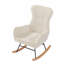 Chaise berçante en tissu blanc cassé Teddy
