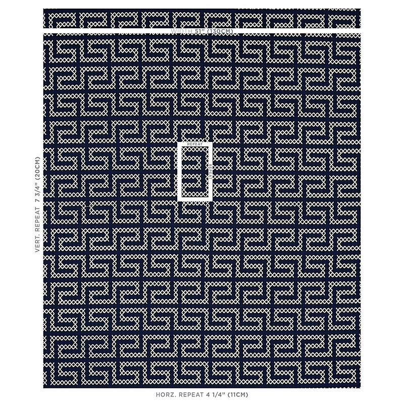 Tissu de broderie A Maze, Bleu marine