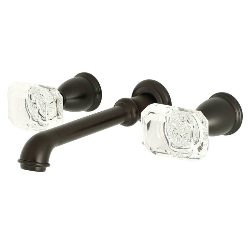 Kingston Brass Krystal Onyx Two-Handle 3-Hole Wall Mount Bathroom Faucet, Oil Rubbed Bronze