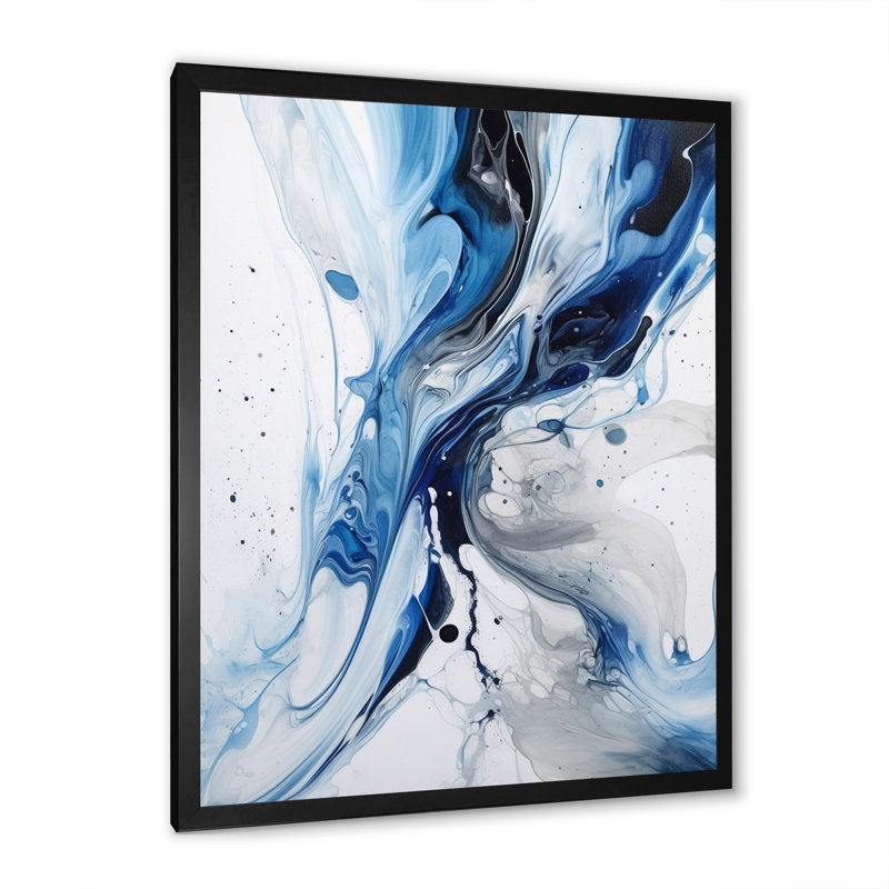 «Blue and Grey Ethereal Elixir I», reproduction d'art sur toile abstraite, Noir, H 20 po x l 12 po, Cadre photo unique
