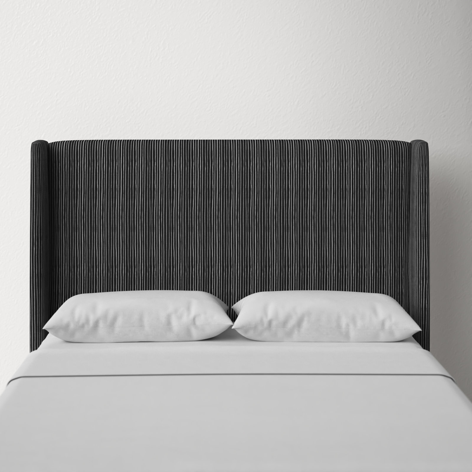 Matos Upholstered Headboard, King, Brush Stripe Ink