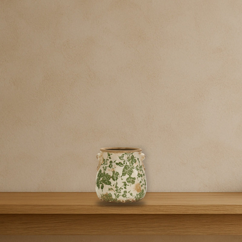 Tuscan Ceramic Scroll Planter, 6.5" H x 6.5" W x 6.5" D