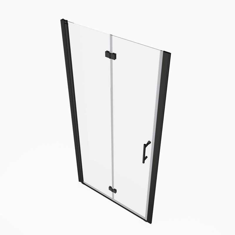 Universal Folding Pivot Shower Door, Matte Black