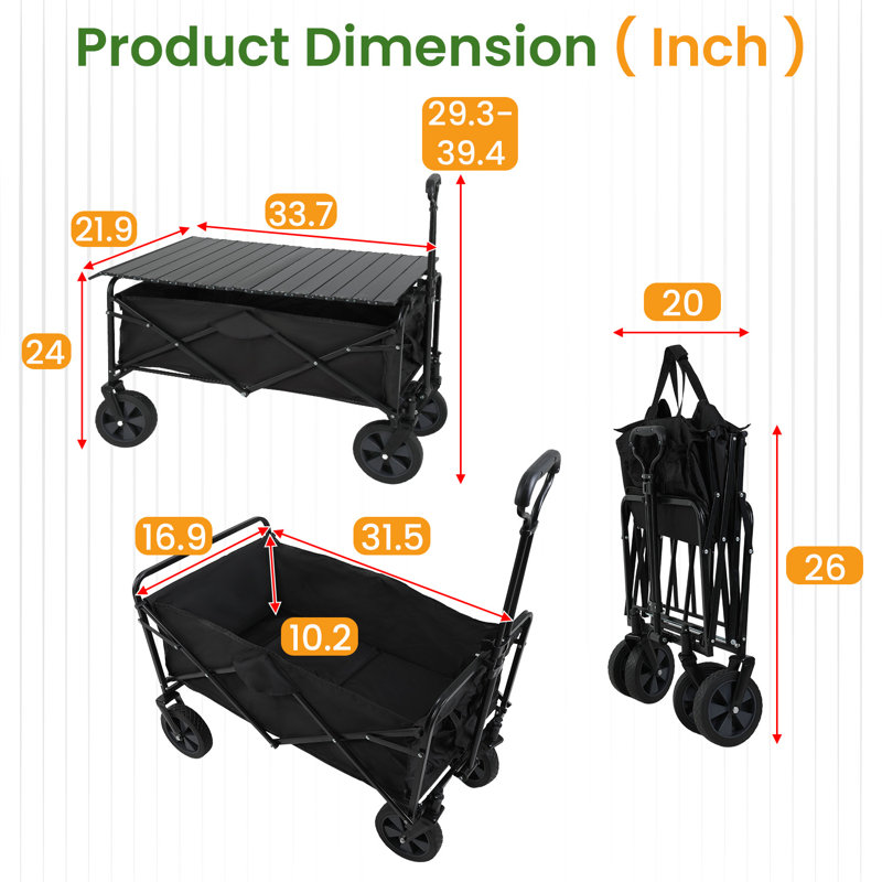 Table pliante pour chariot pliable
