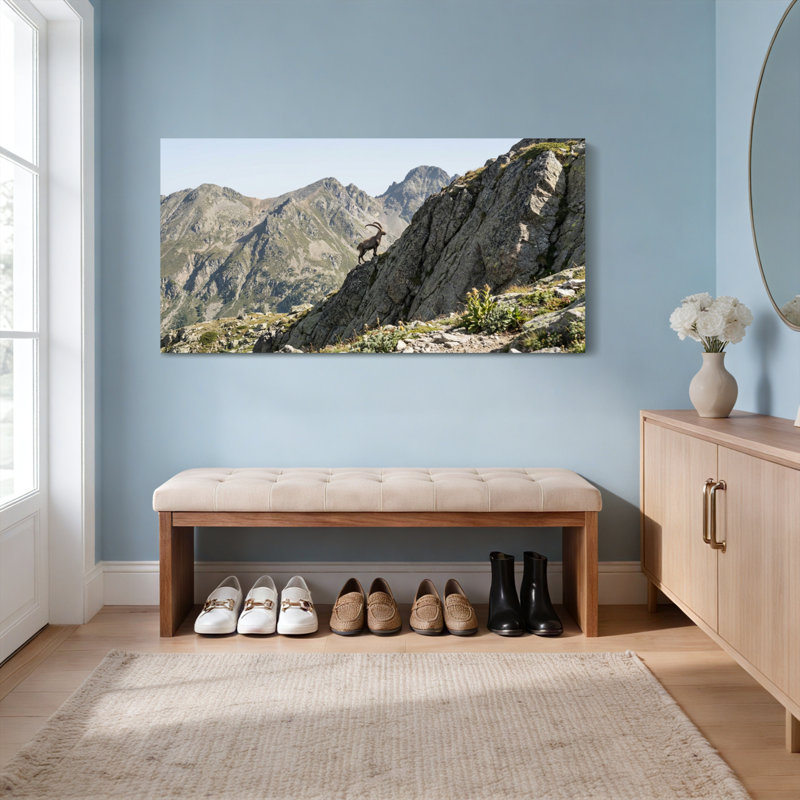 Ensemble de 1 tableau sur toile tendue représentant un bouquetin des montagnes, H 12 po x l 36 po