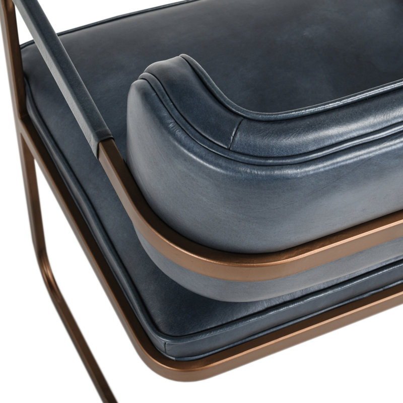 Fonda Leather Dining Chair, Blue/Copper