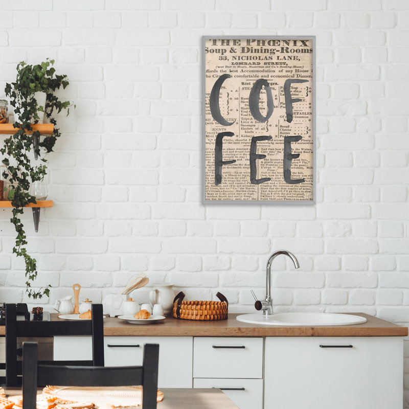 Giclée de journal de café rétro, design par Lucille Price, Estampe numérique Farmhouse, H 24 po x l 16 po