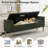 67" Linen Bedroom Storage Bench for End of Bed King Size with Tufted Armrest, 2 Zipper Pocket with Vintage Wooden Feet-643152568-653095924