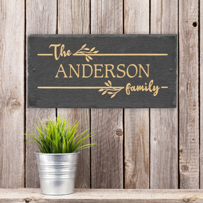 Linette 1-Line Personalized Etched Wall Slate Sign