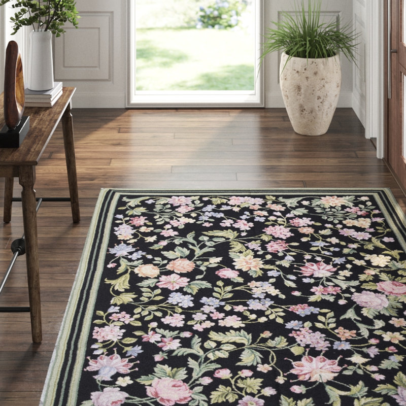 Hand-Knotted High-Quality Black Area Rug