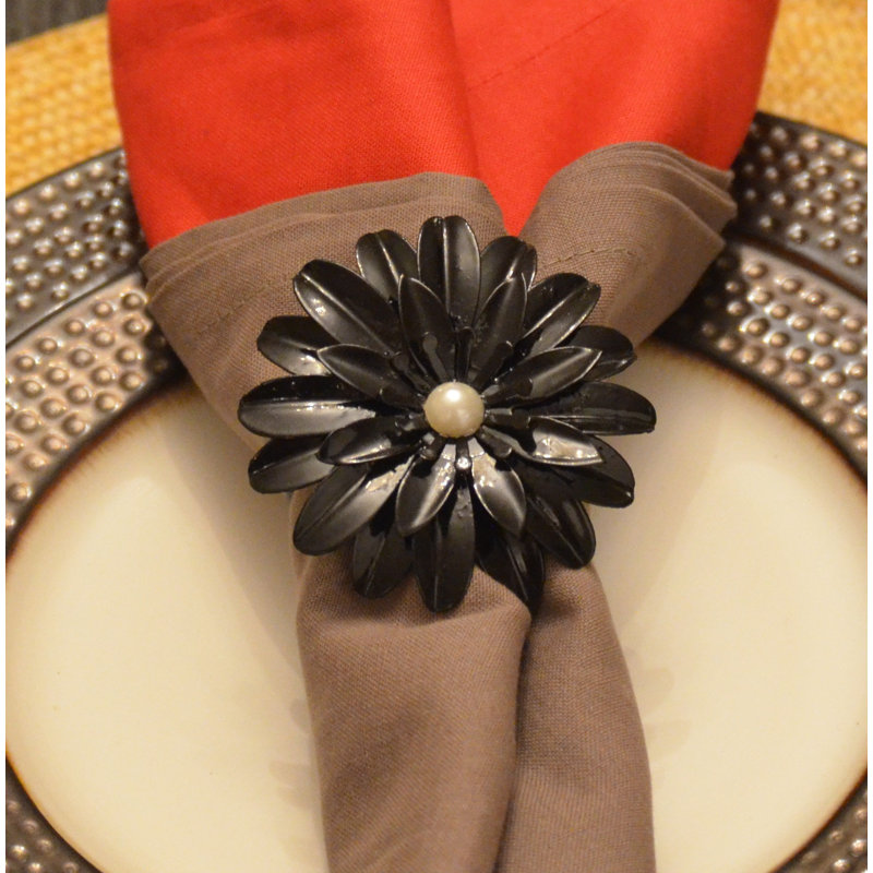 Ensemble de 8 serviettes (perle bleue), Noir