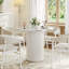 Table de salle à manger ronde moderne cannelée de 31,5 po avec un contour argenté - blanc-520371181