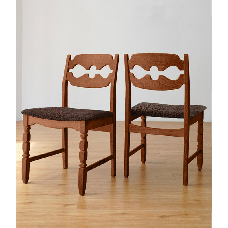 Chaise de salle à manger rétro et simple en bois d'hévéa