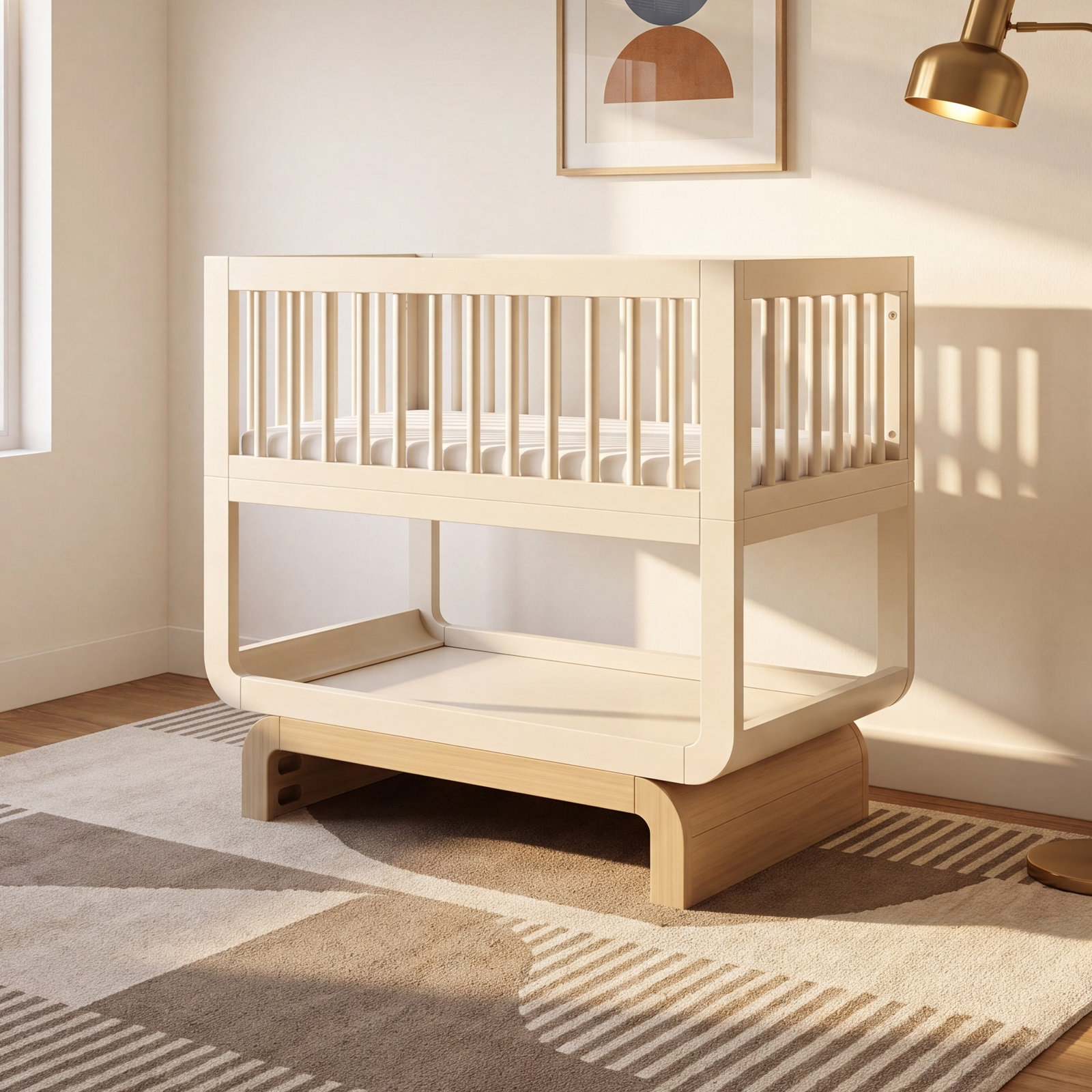 Santorini Convertible Bassinet, Frosted Oat/Driftwood