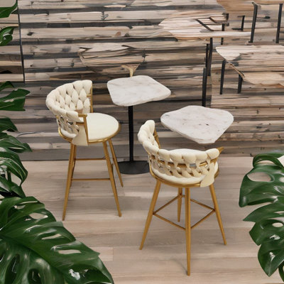 Upholstered Counter Stool with Metal Frame