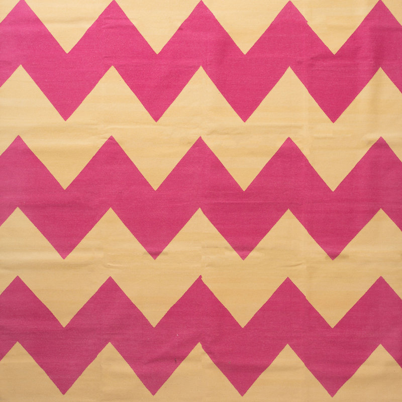 Pink Chevron Flatweave Cotton Rug - 8'1" x 11'1"