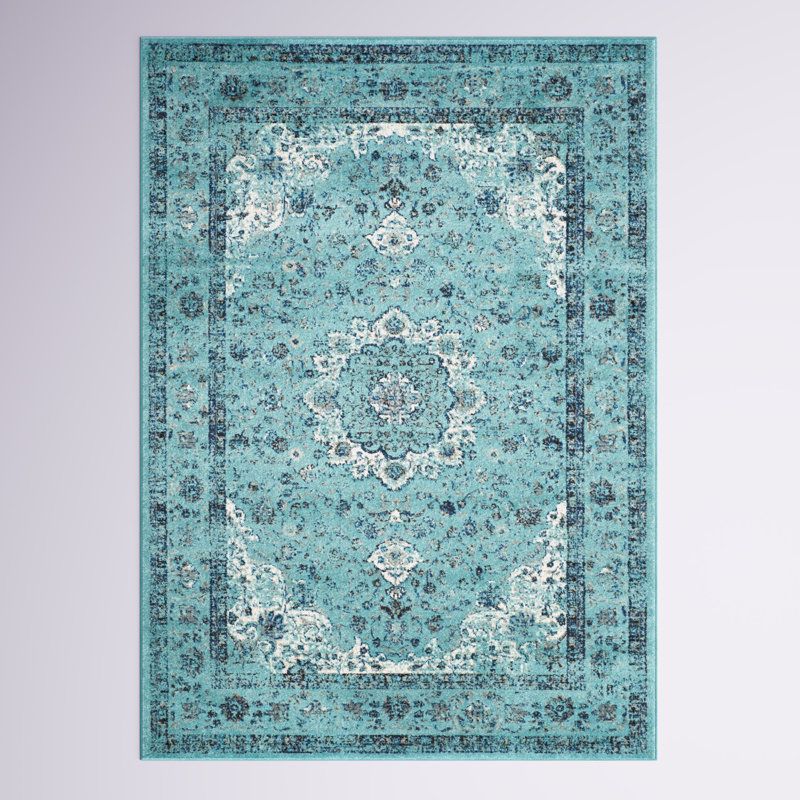 Tapis oriental bleu clair Altman, Rectangle 6 pi 7 po x 9 pi