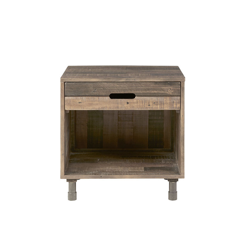 Table de chevet en bois avec tablettes Jaclyn, Naturel