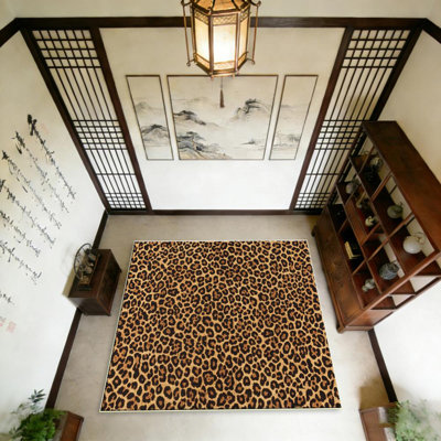Tapis à motif léopard, doux et léger, adapté à toutes les saisons, facile à entretenir et facile à nettoyer, tapis de tapis lavable à la machine, convient au salon, à la chambre à coucher, au couloir, au balcon, au bureau, à la décoration intérieure, à la maison, à l'extérieur