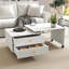 Table basse extensible avec 2 tiroirs et 6 roulettes pour le salon
