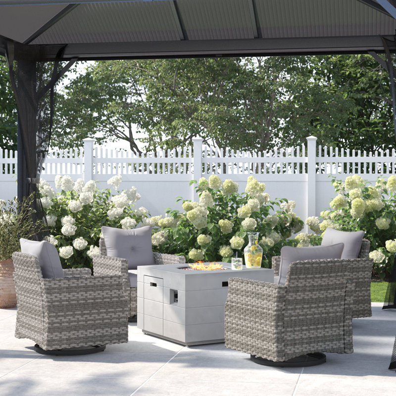 Amun Wicker 4 - Person Patio Conversation Set with Cushions