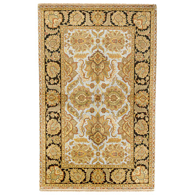 High-Quality Hand-Knotted Light Blue And Black Area Rug