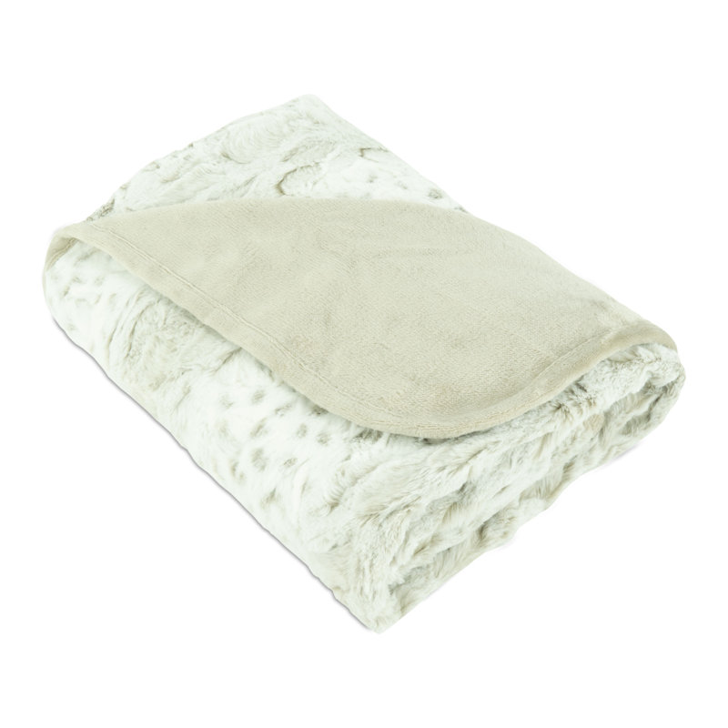 Cream Faux Fur Reversible Waterproof Pet Blanket 60" x 70"
