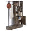 Cloison de séparation autoportante en bois brun de 180 cm (70,9 po) avec 5 étagères, armoire de rangement et porte-manteau.