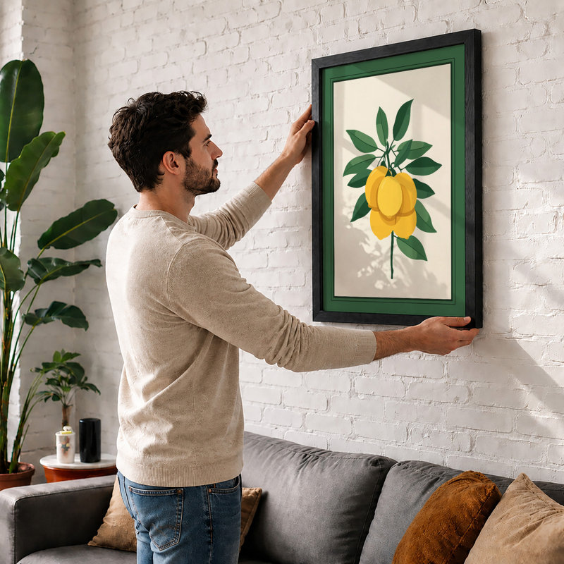 Lemon Study Botanical - Framed Print, Oak, A4 - 29.7 x 21.0 cm