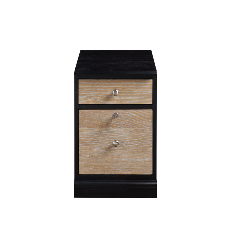 Samul 24" H 2-Drawer Wood Mobile File Cabinet , Black/Oak