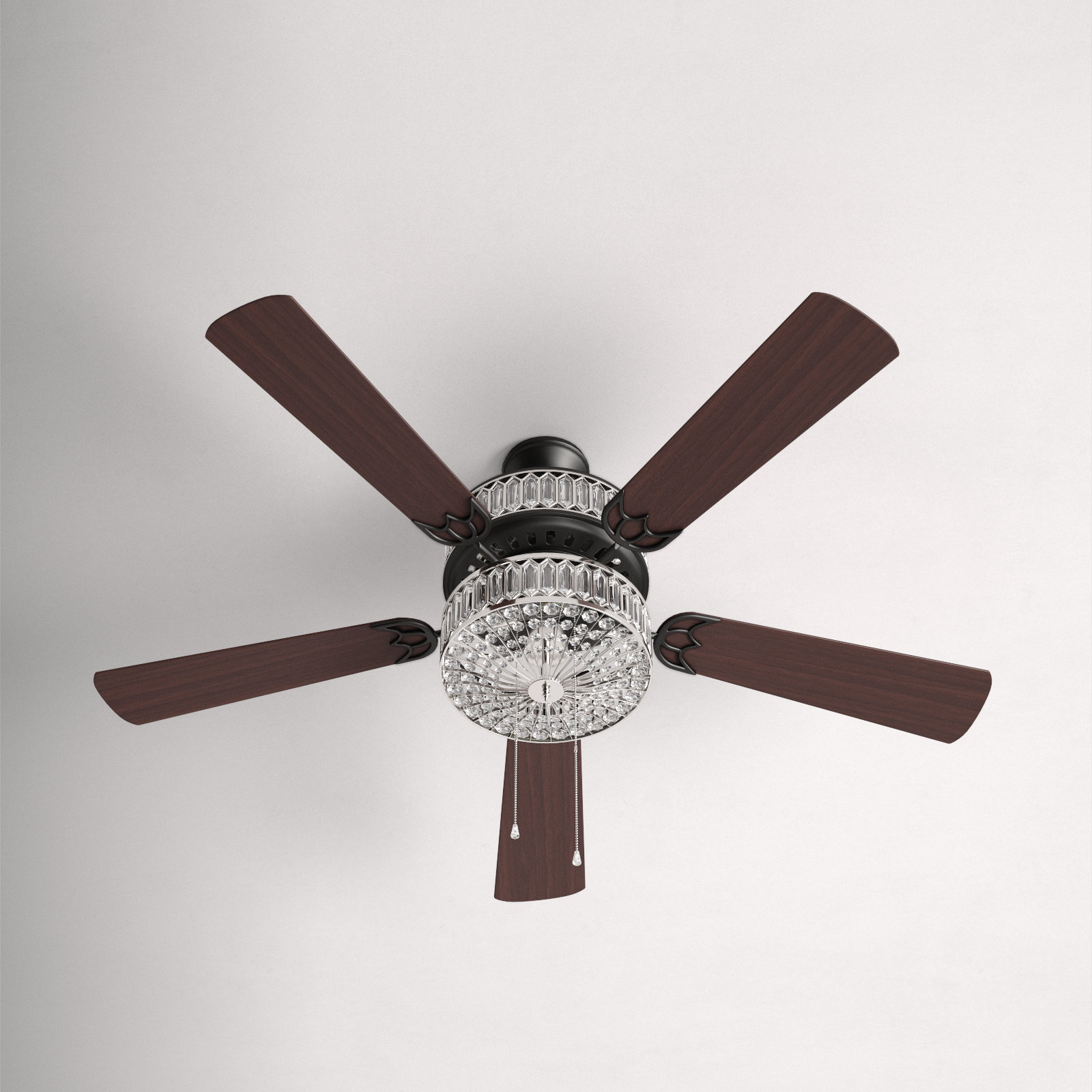 52 Lea 5 - Blade Geometric Cut Crystal Ceiling Fan with Pull Chain