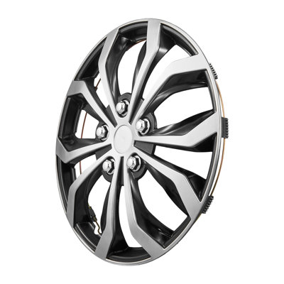 Hubcaps Wheel Covers, 15 Inch  Wheel Rim Cover Hubcaps OEM Replacement, R15 Size Snap On Car Hub Caps, Universal 10-Spoke ABS Tire Rim Caps for Hyundai Chevrolet Ford Honda, Silver/Black