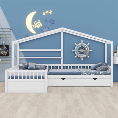 House Platform Bed With Three Storage Drawers