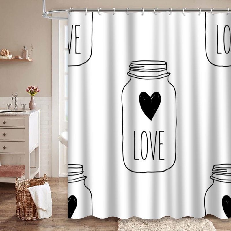 Rideau de douche avec 12 crochets Doodle, L 72 po x l 84 po