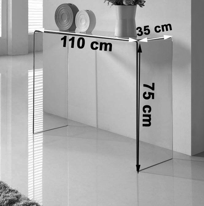 110cm Glass Console Table