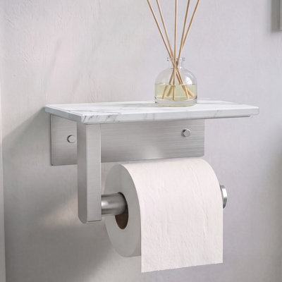 Forious® Ultra Marble Toilet Paper Holder with Shelf Wall Mounted