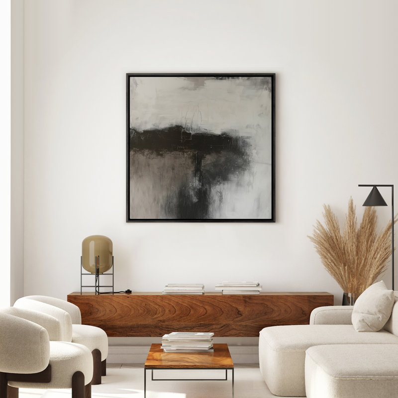 Art mural encadré abstrait rétro antique classique pour chambre à coucher, Noir, noir, noir, noir, H 16 po x l 16 po