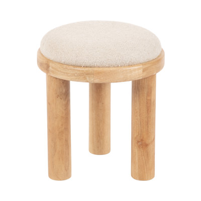 Zoda Fabric Ottoman with Mango Wood Base