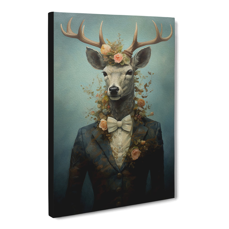 Deer Victorian - No Frame Print, 60cm H x 40cm W x 3cm D