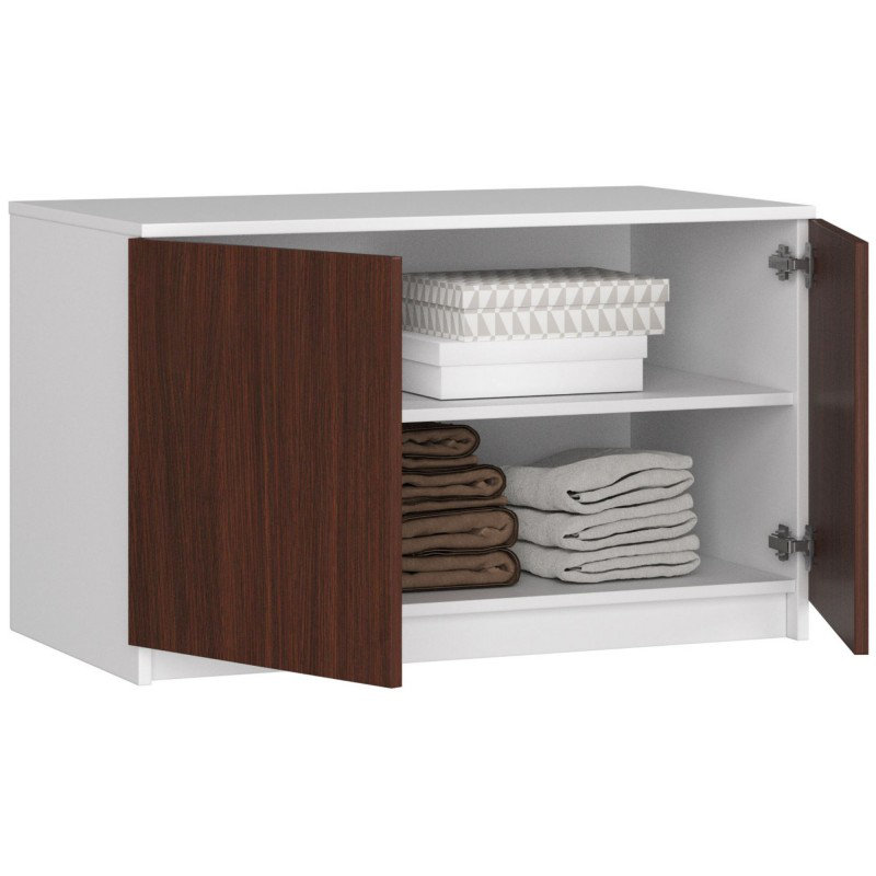 Alexiyana 2 - Door Rectangle Accent Cabinet, White/Walnut