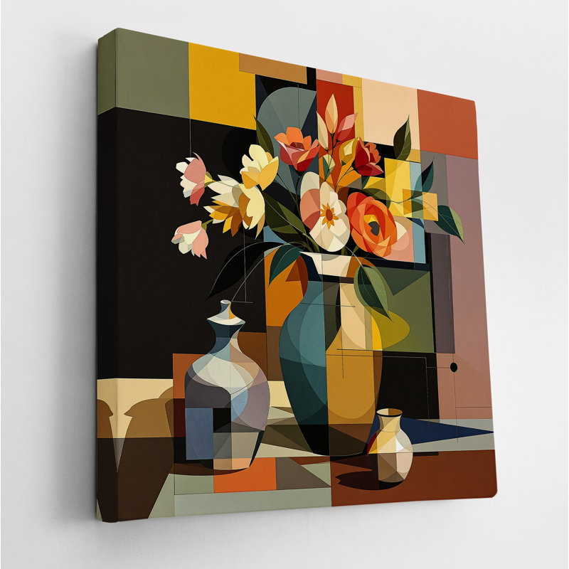Nature morte colorée du milieu du siècle II, H 24 po x l 24 po