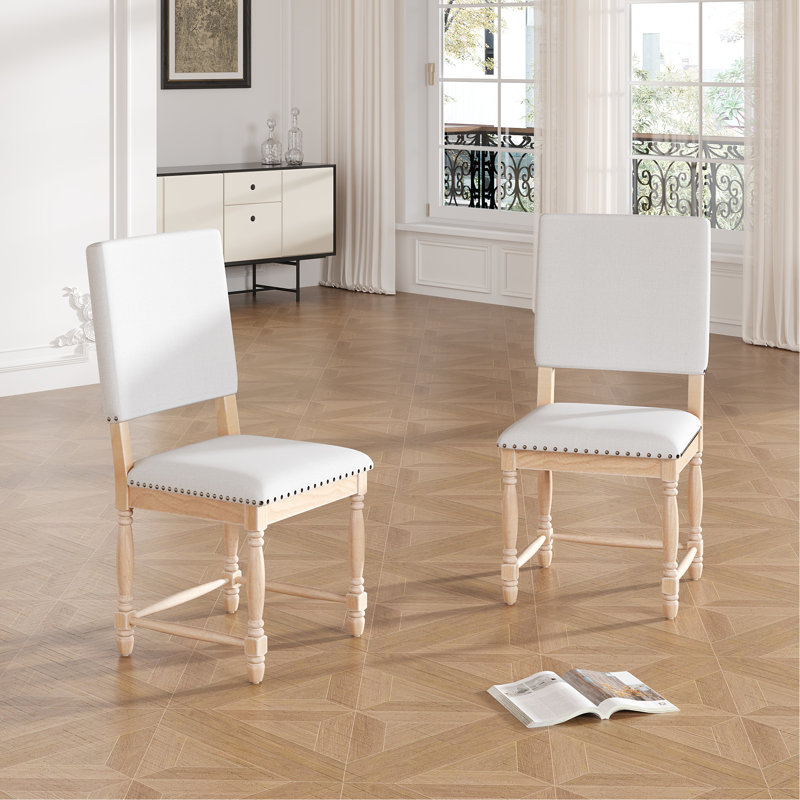 Chaises de salle à manger rembourrées 2 pièces Vintage, Naturel