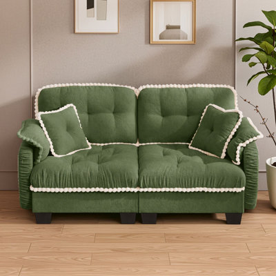 Loveseat Sofa with 4 Pillows and Ottoman